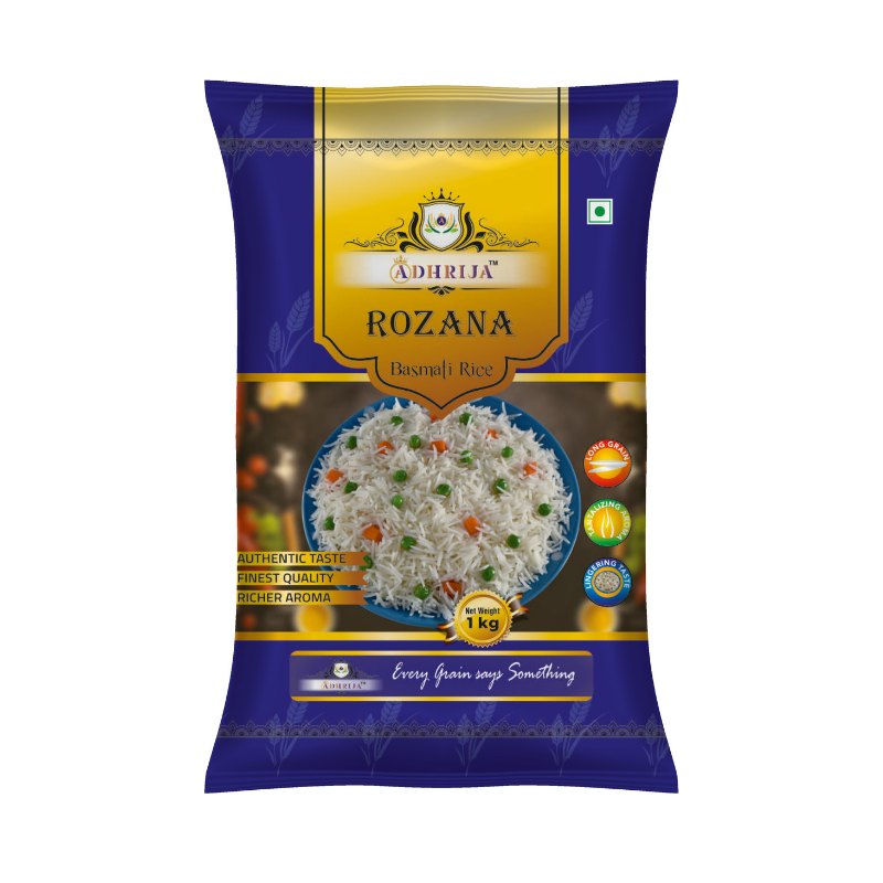 Rozana Basmati Rice with Best Taste for Dinner, 1kg | Adhrija